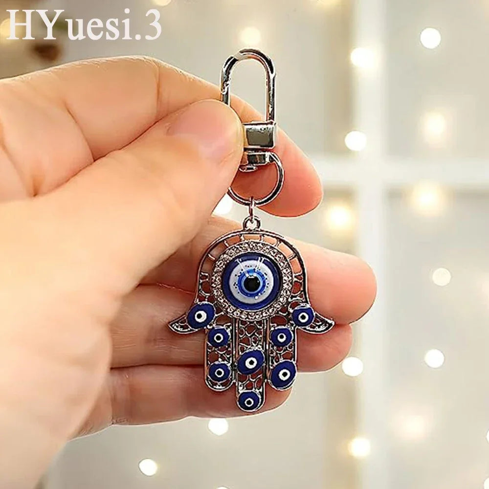 Turkish Blue Evil Eye Keychain Luckly Owl Elephant Butterfly Tortoise Charms With Key Holder Handbag Decorations For Women Men