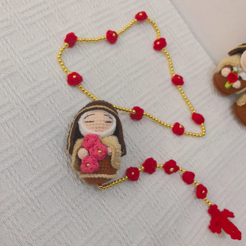 Handmade Christening Baptism wedding engagement Communion birthday Bridal Rosary with Saint Christmas Gift Home Decoration