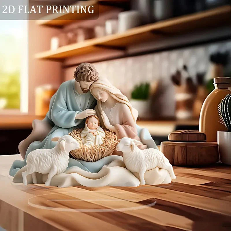 NEW Nativity Centerpiece 2D Acrylic Jesus Birth Scene for Tabletop Decor Elegant Holiday Party Ornament, Gift for Home & Office