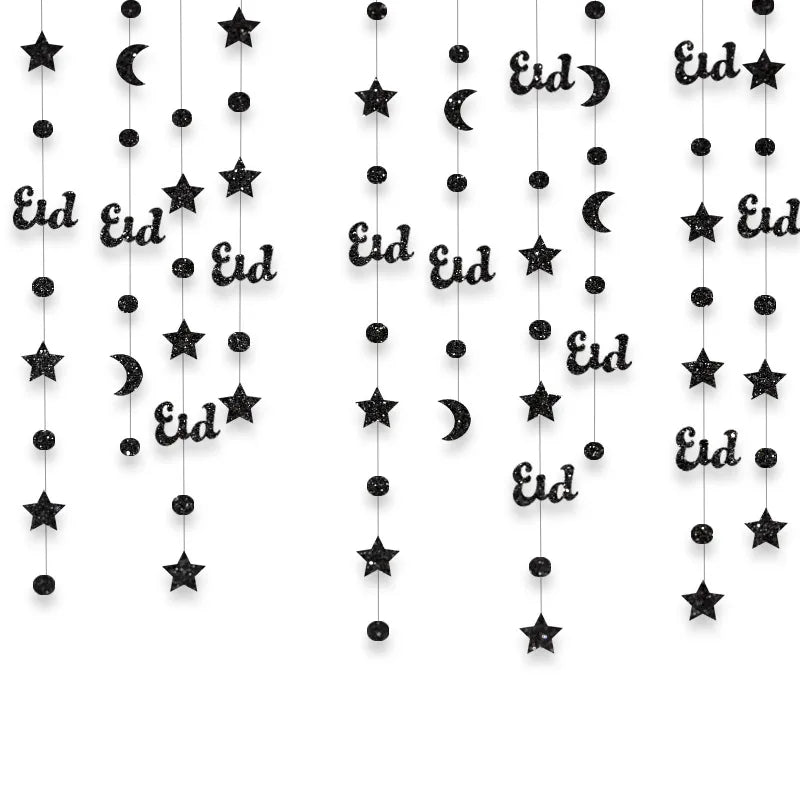3M Gold Silver Star Moon Lantern Garland Ramadan Eid Mubarak Hanging Streamer Home Decoration Muslim Islamic Party 2025