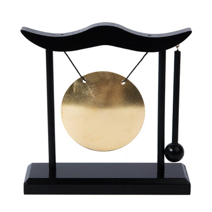 Retro Relaxation Desktop Gong Fortune Creative Copper Bell High Volume Wood Frame Feng Shui Metal Cymbals House Warming