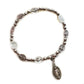 12PD Crystal Beads Stretch Rosary Bracelets with Crucifix Pendants Prayer Bracelets for Men Women Unisex Jewelry