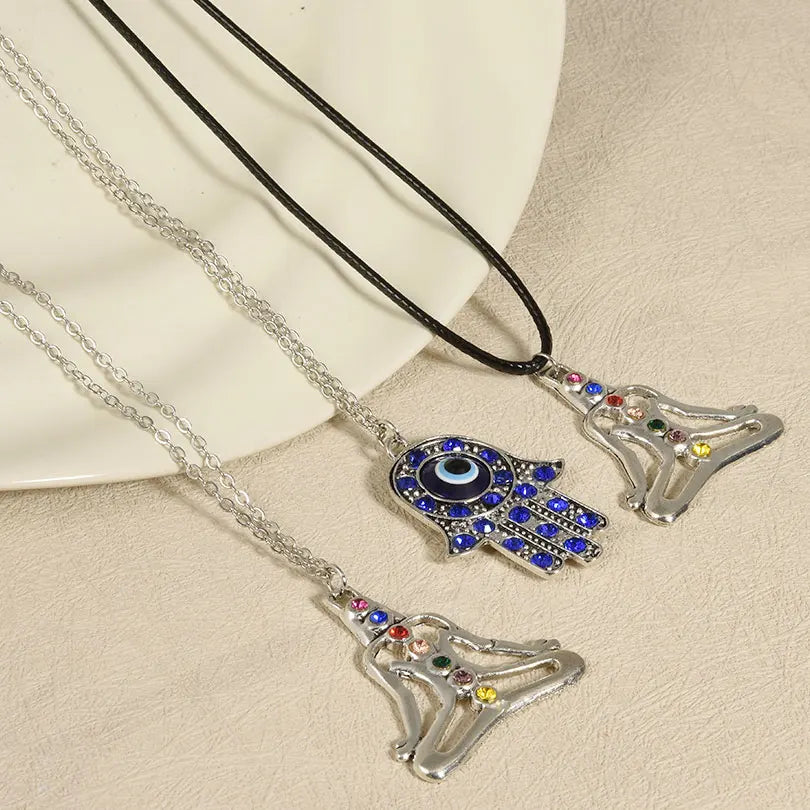 1Pc Vintage Women Turkish Evil Eye Hamsa Hand Pendant Necklaces DIY Punk Men Spiritual Hamsa Palm Lucky Amulet Collares Jewelry