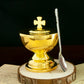 HTISOK Holy Water Bottle Gold Plated Communion Cup Religious Ceremonial Supplies Alloy Durable Church Rituals Use