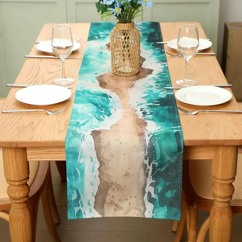 VIKAMA Passover Linen Table Runner Jewish Festival Table Flag Home Dining Party Decoration