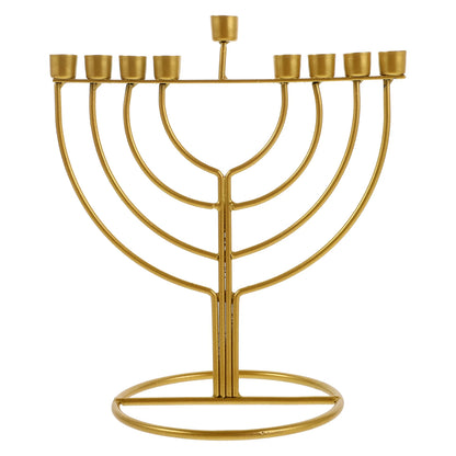 1pc 9-Branch Pillar Stand Hanukkah Menorah Holder Religious Hanukkah Candlestick Ornament Jewish Festival Supplies