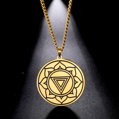 LIKGREAT Sri Yantra Mandala Pendant Necklace India Chakra  Meditation Spiritual Jewelry Stainless Steel Sacred Magic Talisman