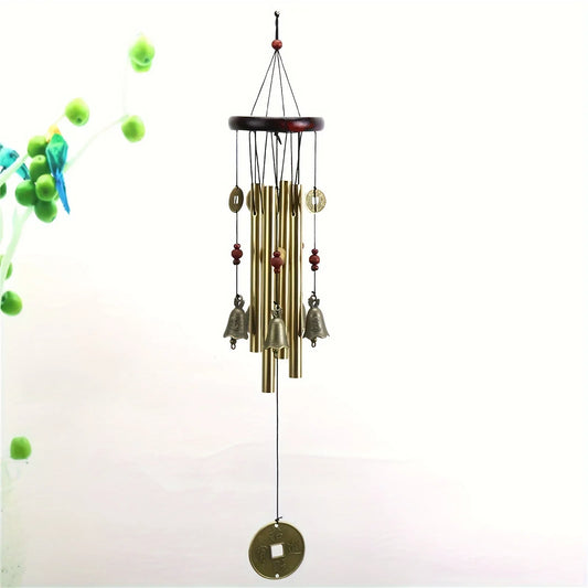 Lucky Wealth Attracting Bronze Wind Chimes Real Wood Metal Ancient Copper Home Decorative Courtyard Decor Cross-Border Sales
