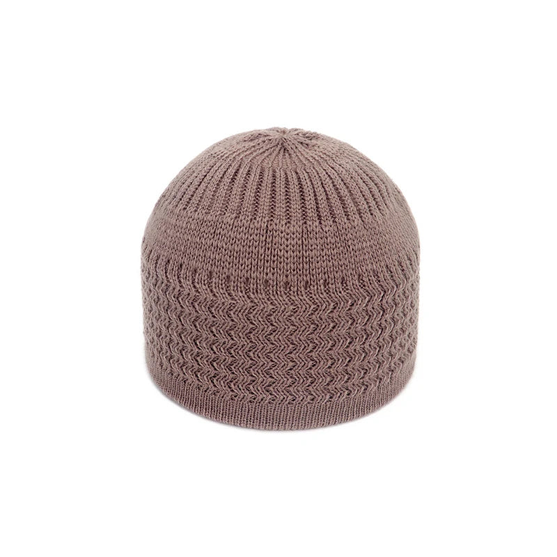 New Spring Knitted Muslim Men Prayer Hats Unisex Beanies Cap Warm Islamic Ramadan Jewish Kippah Homme Hat Men's Wrap Head Caps