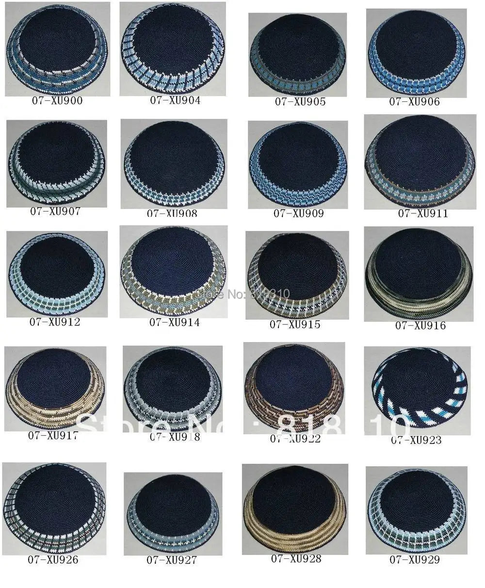 HIGH QUALITY HANDMADE KNITTED YARMULKE KIPPAH WHITE TOP PRICE PER PIECE