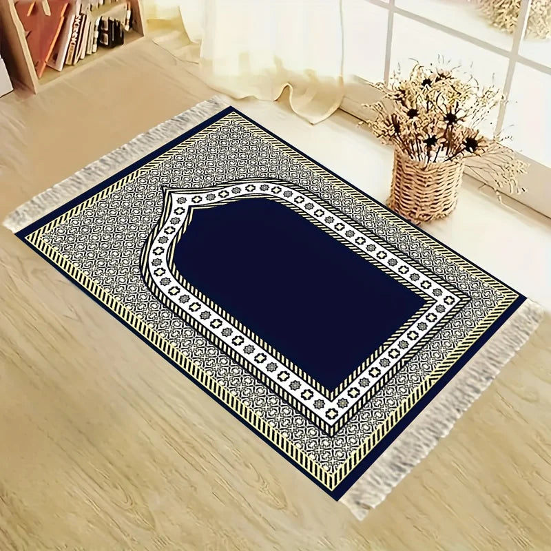 VIKAMA Portable Prayer Mat Pilgrimage Design Foldable Prayer Mat Living Room Islamic Daily Worship Soft Carpet