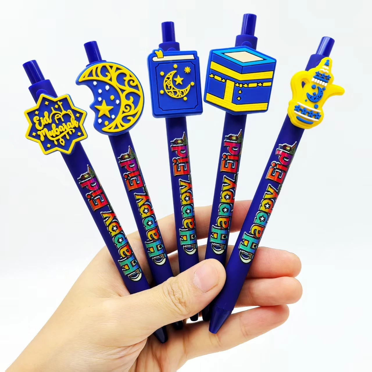 20 pieces Ramadan auspicious roundball pens, with star and moon pattern, specially designed for Islamic festival gifts.