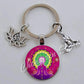Indian Buddha Meditation 7 Chakra Mandala Psychedelic Yoga Glass Cabochon Keychain Ornament
