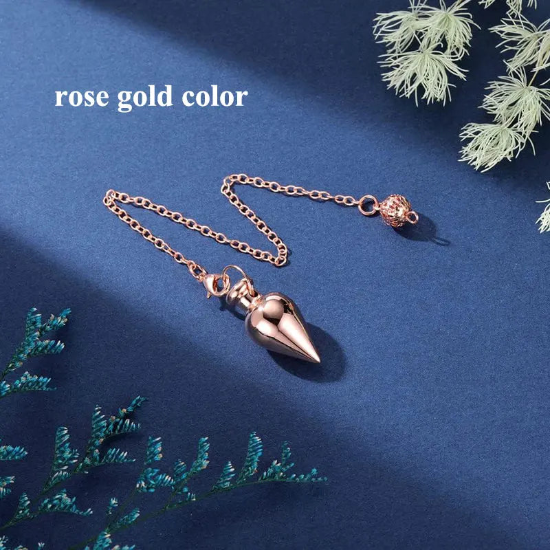 Silver Color Copper Metal Pendulum for Dowsing Divination Energy Reiki Healing Pointed Meditation Witch Spiritual Pendulos X092