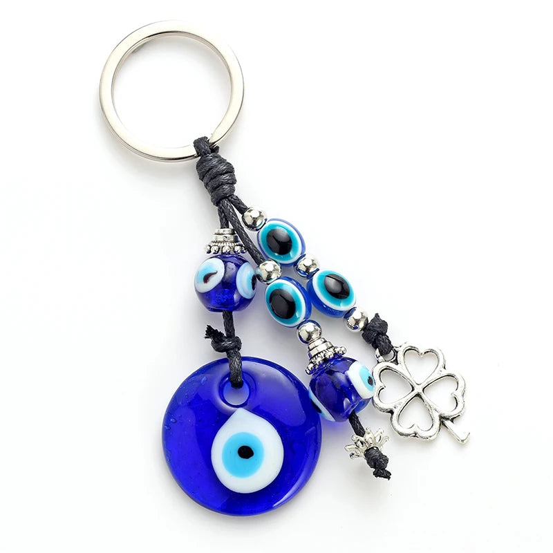 LUCKY EYE Tree Fatima Hamsa Hand Evil Eye Pendant Keychain Silver Color Ring Key Chain Car Keyring for Women Men Jewelry BE29