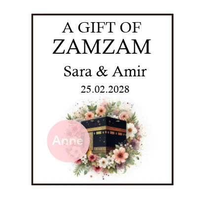 100pcs Custom A Gift Of Zam Zam Sticker Water Bottle Label Wedding Favours Hajj Umrah Mubarak Nikkah Adhesive Guest Gift Baptism