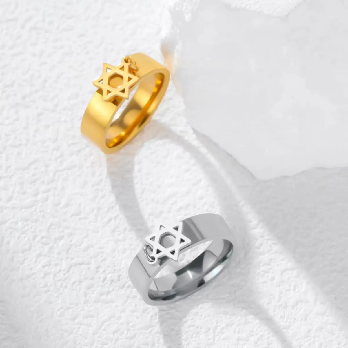 Cazador Gold Color Star of David Rings for Women Men Jewish Israel Ring Stainless Steel Judaism Finger Jewelry 2026 Gifts New