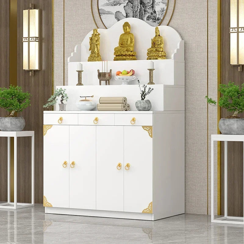 A  New Chinese Household Altar Incense Burner Table Economical Altar Three-Layer Heightening Buddha Shrine feng shui