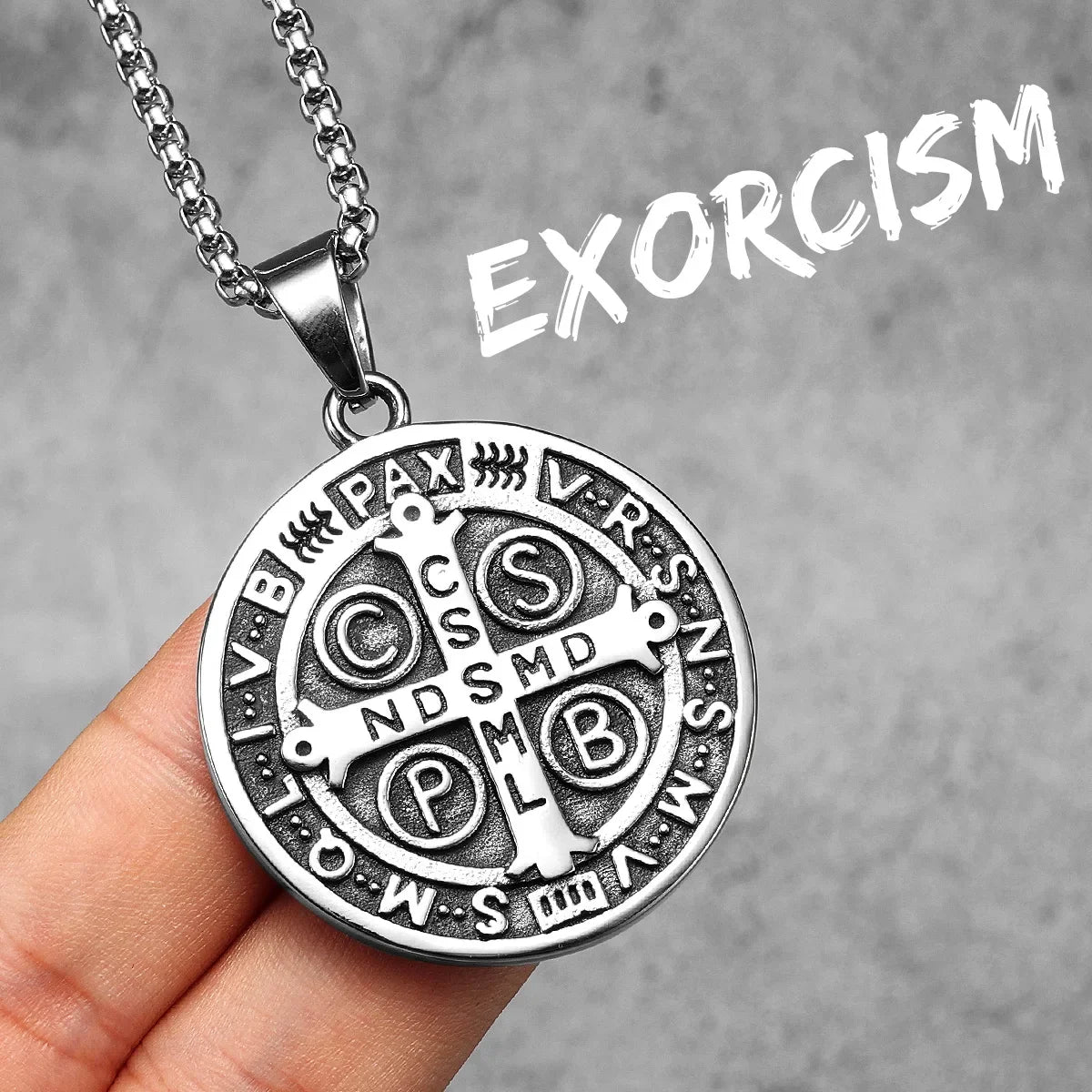 St.Benedict Exorcism Powerful Amulet Men Necklaces Stainless Steel Pendant Chain Women Jewelry Vintage Halloween Gifts Wholesale