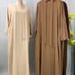 Hot Selle Muslim Woman Abaya With Pockets Islamic Casual And Simple Long Dresses Moroccan Caftan Woman Dubai Abaya Ramadan Black