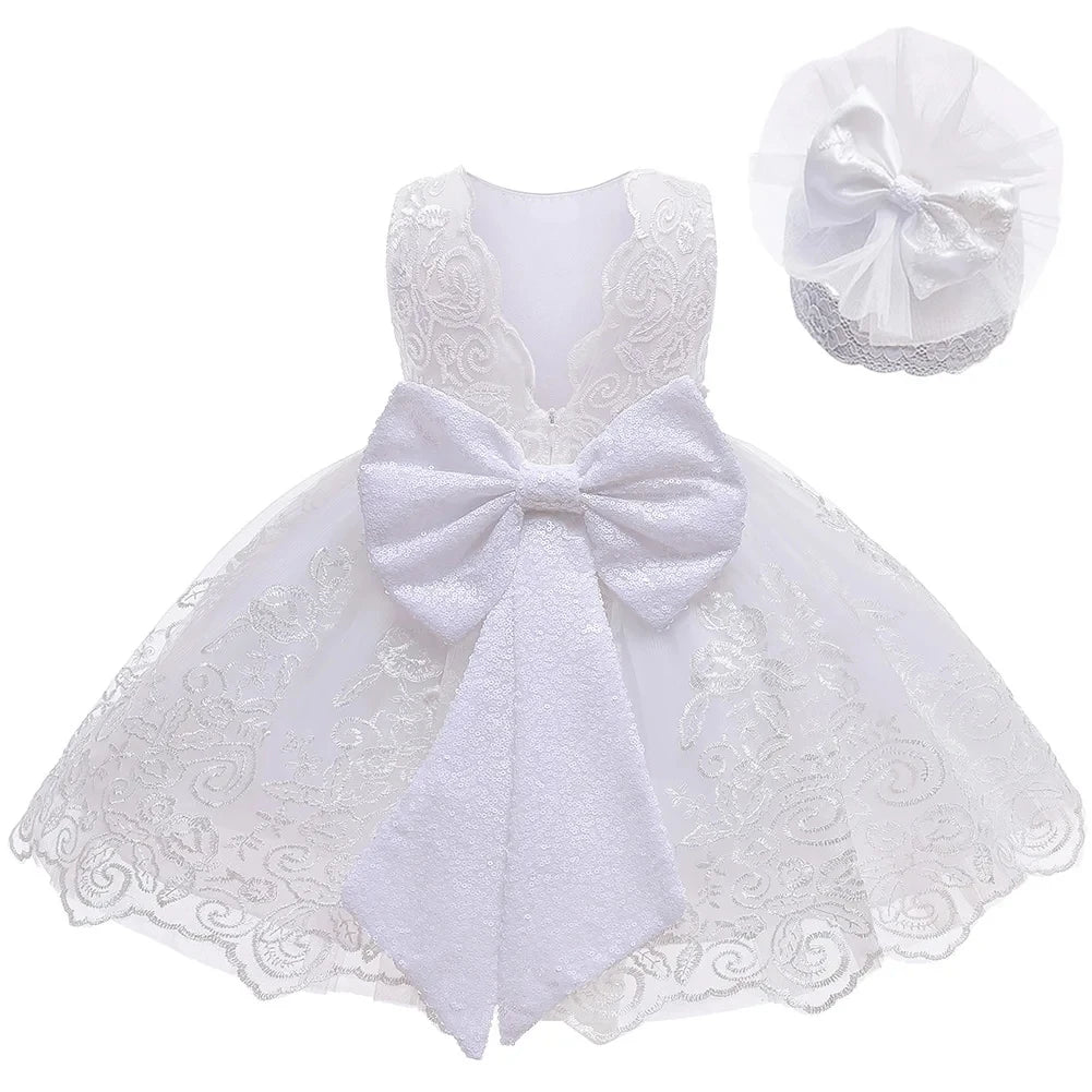 New Years Wedding Princess Dress For Girls Kid Vestidos Birthday One Year Dress Party Baptism Bow Clothes Christmas Costume 0-2Y