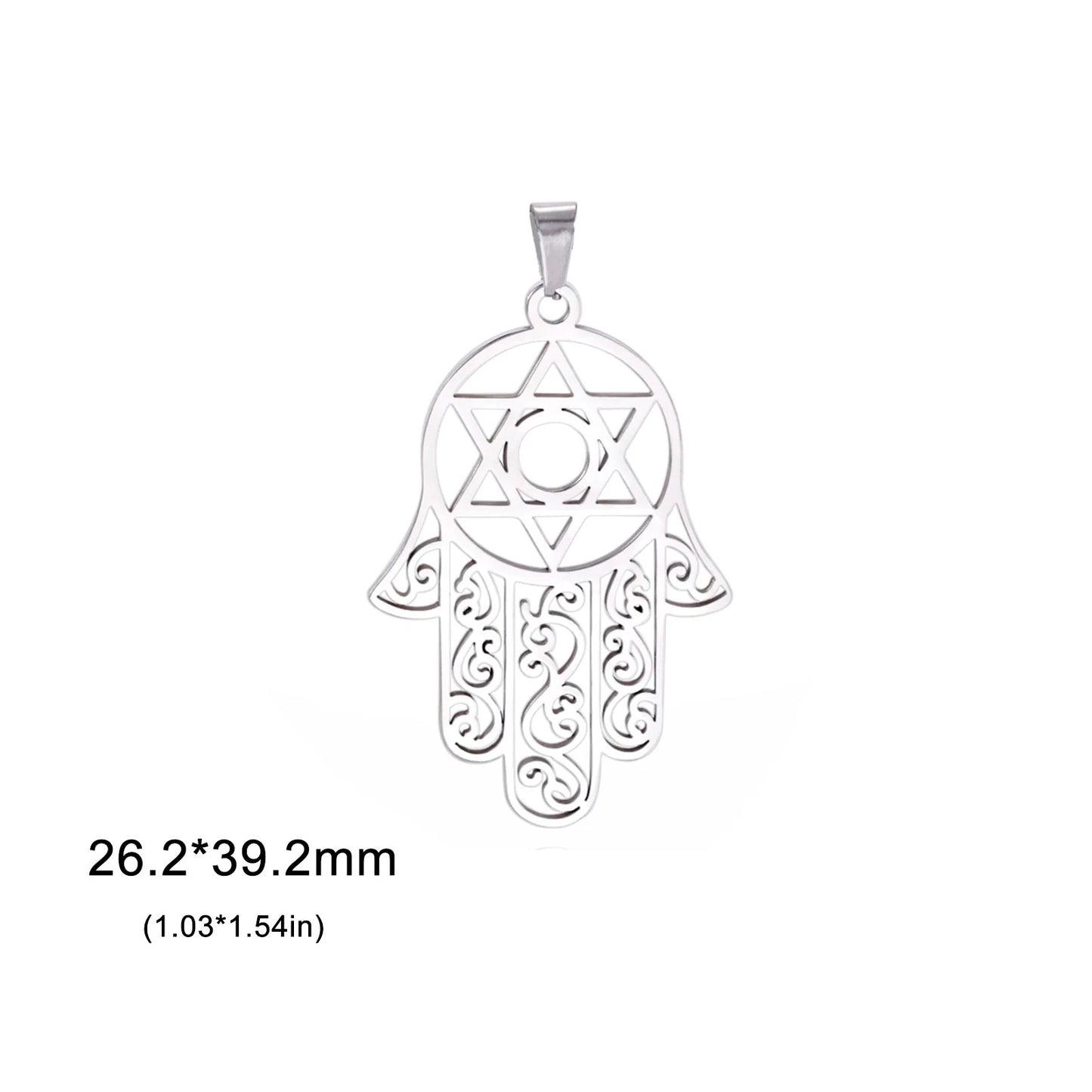 EUEAVAN 1pc Jewish Star of David Hexagram Pendant Stainless Steel Amulet Charms for Jewelry Making Necklace Supplies