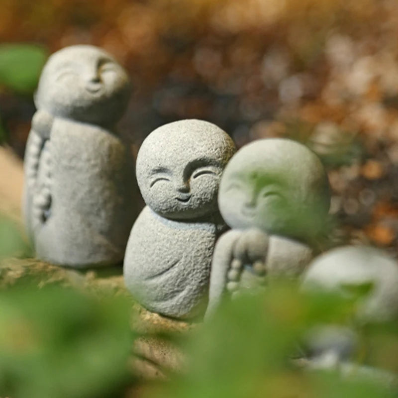 Buddha Statues Cute Little Jizo Buddha Sculpture Figurines Garden Ornaments Japanese Buddha Ksitigarbha Aquarium Bonsai