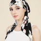 Muslim Fashion Print Hijab Turban Hats Long Tail Head Wraps Elastic Hijab Hats Breathable Chemo Cap For Women Girls