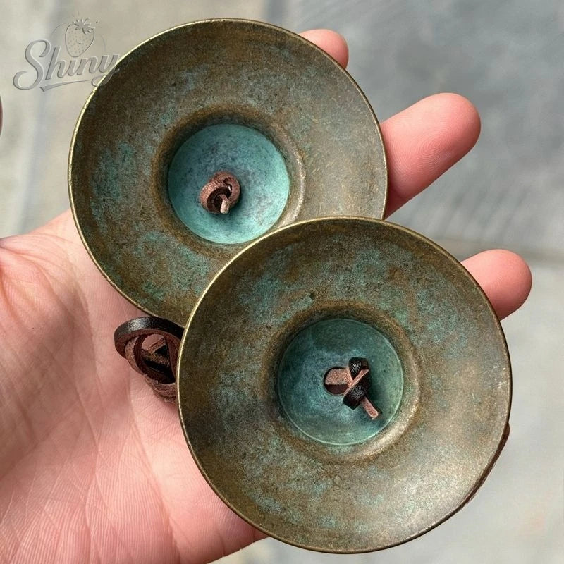 Antique Tibetan Tingsha Cymbals Sanskrit Brass Chime Bells Meditation Gong for Spiritual Healing Mindfulness Yoga Buddhist