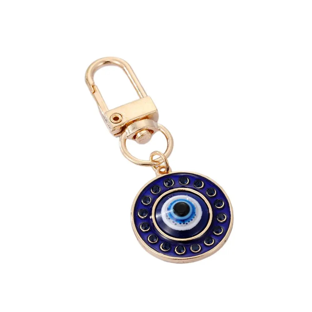 1Pcs Round Evil Eye Keychain Key Ring For Friends Couples Boho Blue Eye Bag Car Key Phone Charm Accessories Jewelry