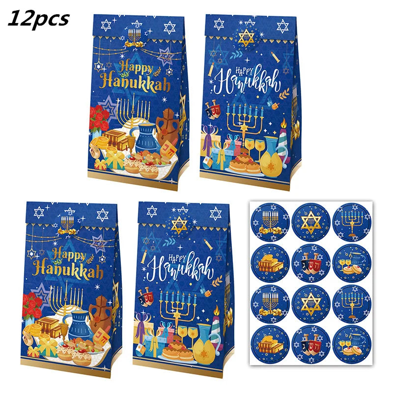 Jewish Hanukkah Birthday Party Decoration Cake Topper Balloon Candle Chanukah Party Supplies Tableware Banner Backdrop