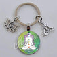 Indian Buddha Meditation 7 Chakra Mandala Psychedelic Yoga Glass Cabochon Keychain Ornament