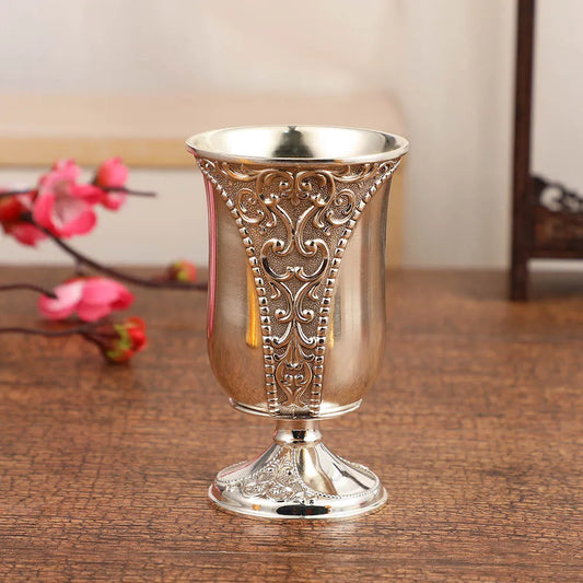 Silver Plated Kiddush Cup Nickel Plated Wine Cup with Saucer Judaica Shabbos Wine Cup Passover for Shabbat Havdalah Holiday Gift