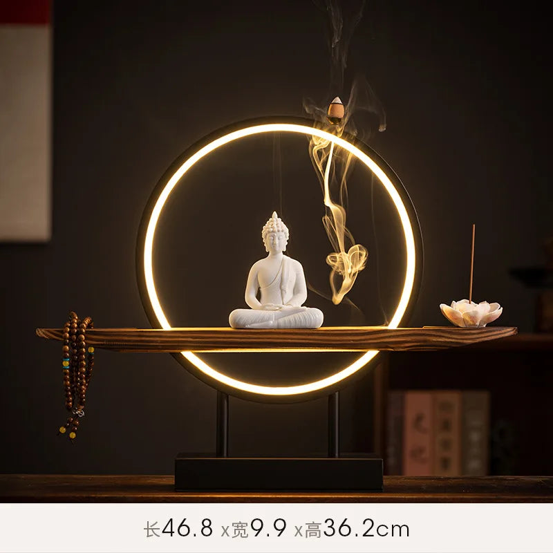 IN STOCK Sakyamuni Buddha Statue Home Large Tathagata Buddhist Statue Figure Buddha LEDRing Light Living Room Incense Porch Gift