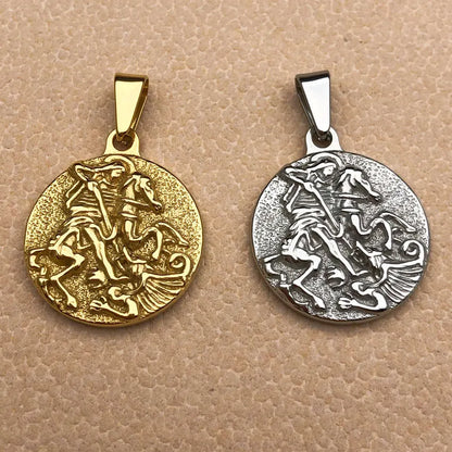 316L Roman Centurion Pendant Men Oval Medal Portrait Coin Charms Stainless Steel Necklace Religious Jewelry