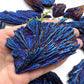 Natural Black Tourmaline Peacock Feather Electroplated Crystal Healing Reiki Mineral Specimen Rainbow Rocks Diy Home Decoration