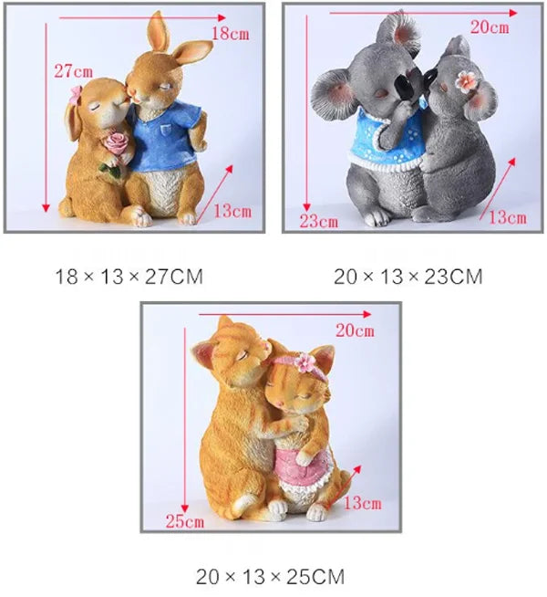 Pastoral Simulation Animal Resin Rabbit Couple Ornament Outdoor Garden Balcony Figurines Crafts Courtyard Accessories Decoration