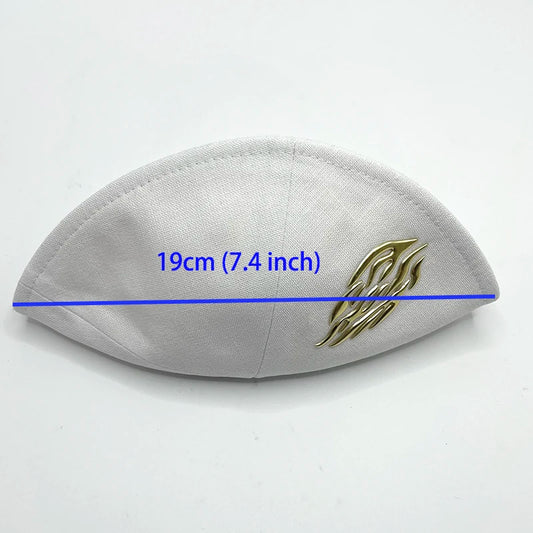 19cm Linen Kippah with Flashing Fire Symbol for Men Yamaka Hat Kippot Kipa Kipot Black White Color