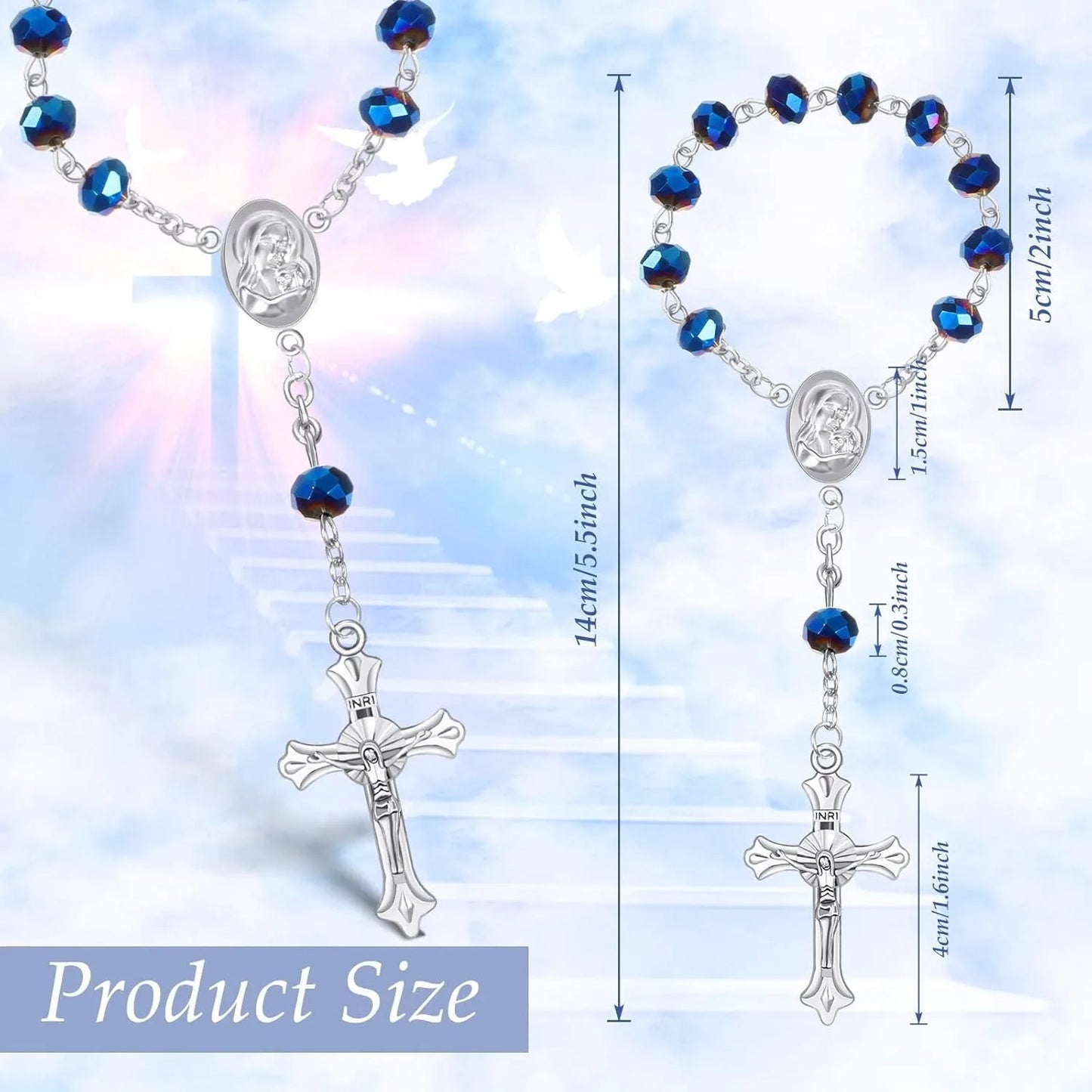 10/20pcs Christening Acrylic Rosary Beads Faux Pearls with Cross Christening Gift Box for Christening Wedding Party Favors