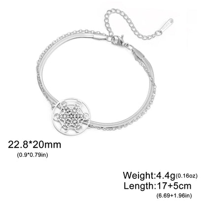 Skyrim Archangel Seal Metatron Pendant Bracelet Stainless Steel Male Female Buddhist Hindu Talisman Sacred Geometry Jewelry Gift