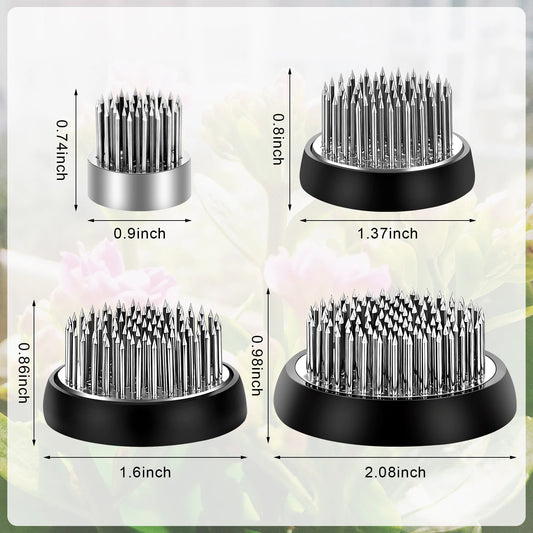 4 Pcs Stainless Flower Frog Pin Holder 4 Sizes Flower Arrangement Pins Holder Round Flo-wer Fixed Tools Ikebana Stem Holders For