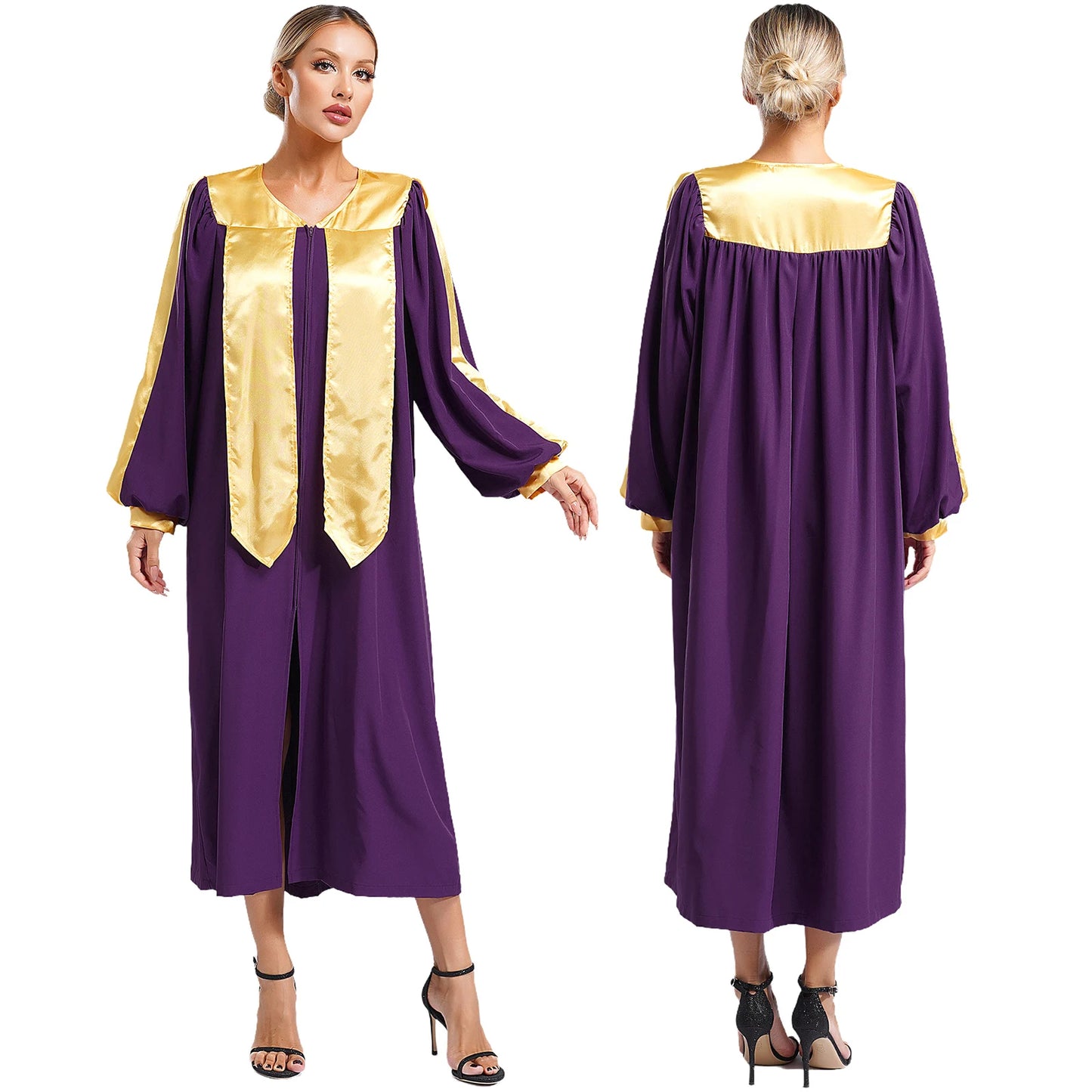 Women Church Clergy Robe Baptism Confirmation Officiant Costume Priest Preacher Dresses Choir Performance Praise Worship Dress