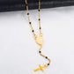 Jesus Stainless Steel Cross Rosary Christian Catholic Religious Width 1.5mm Enamel Satellite Bead Cable Link Chain Necklace