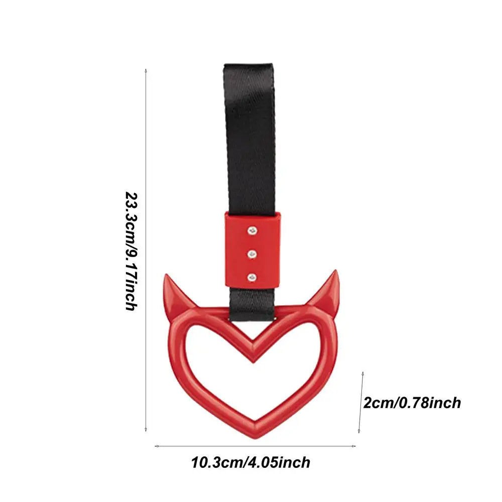 Rear Bumper Warning Ring Ring Devil Heart-Shaped Car Hand Strap Creative Unique Easy To Install Rear Bumper Warning Ring For Car