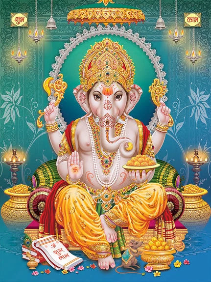 India Hindu God Ganesha Temple Elephant Poster God Series Religion Canvas Painting Print Wall Art Picture Living Room Decor