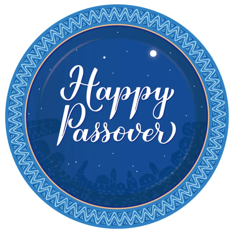 Passover Decorations Happy Passover Tableware Set Napkins 7/9 inch Plates Jewish Festival Disposable Seder Plates or Passover