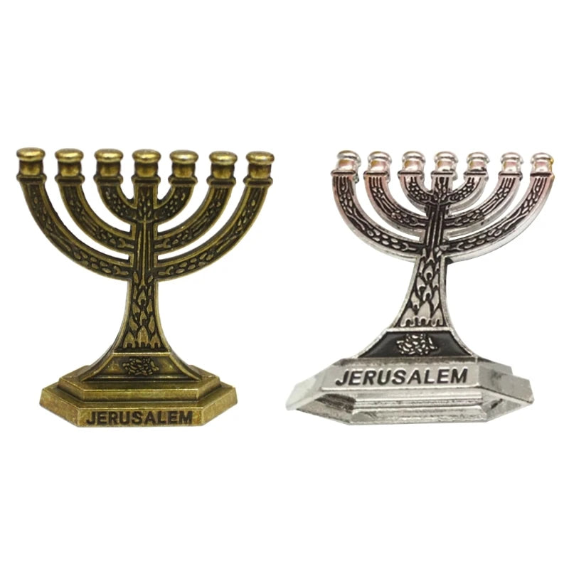 12 Tribes of Israel Menorah Jewish 7 Branch  Holder Jerusalem Temple Candlestick Religious Candelabra for Church 87HA