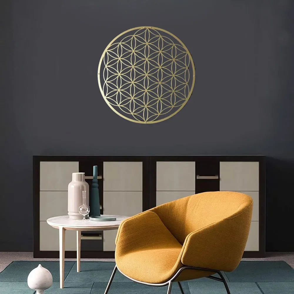 Ramadan&Eid Special  Flower of Life Metal Wall Art for Bedroom and Living Room Decor,Lotus Design as Accent Piece Above Couch