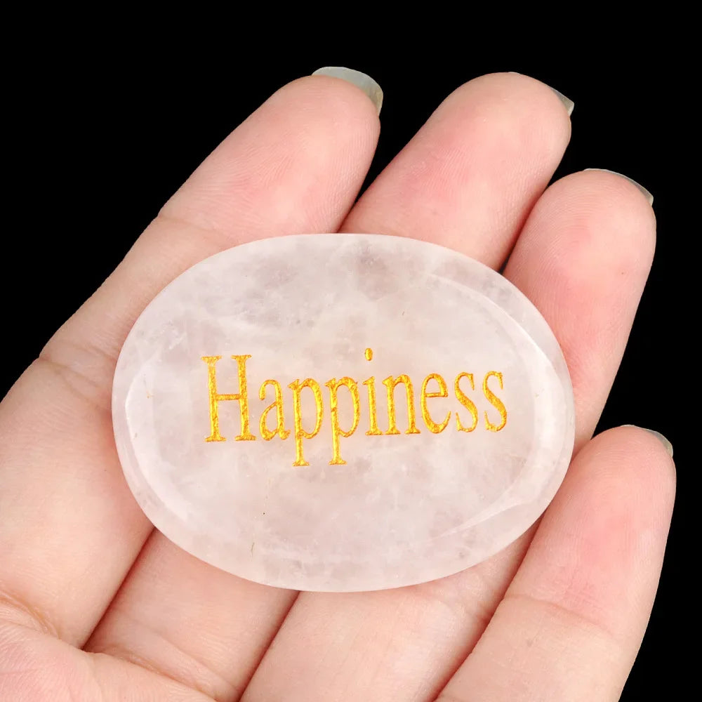 Natural Stone Crystal Engraved Different Inspirational Word Worry Stones Reiki Healing Crystals Palm Gemstone Thanksgiving Gifts
