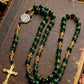 2026 new 1PCS handmade combination multi-color retro natural stone religious cross necklace jewelry suitable for various occasio